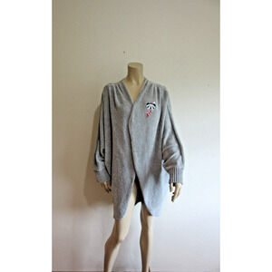 DISNEY Parks Gray Metallic Minnie M Oversized Long Sleeve Open Holiday Sweater